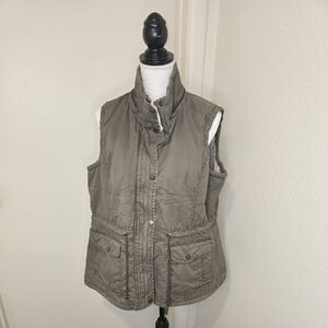 Royalty For Me Olive Green Utility Vest With Fleece Lining Size 1X No Hood
